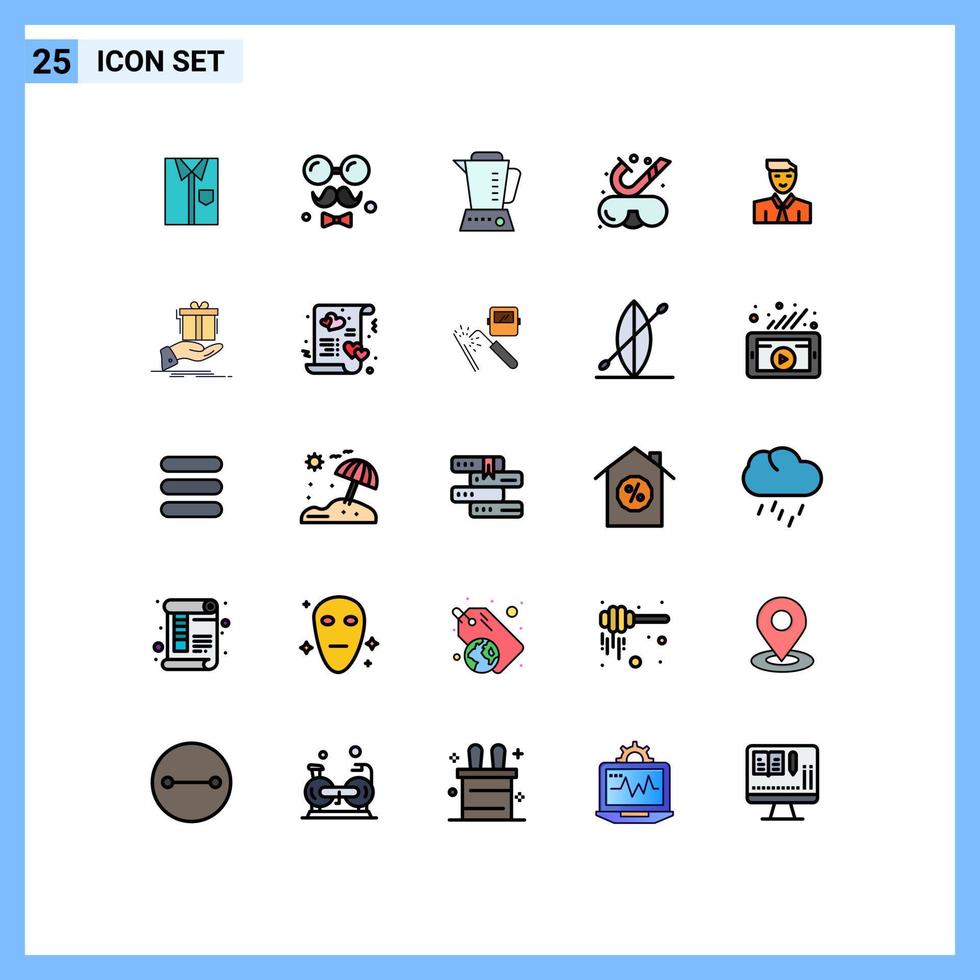 conjunto de 25 iconos de interfaz de usuario modernos signos de símbolos para elementos de diseño de vector editables de licuadora casera de ala de máquina de gafas