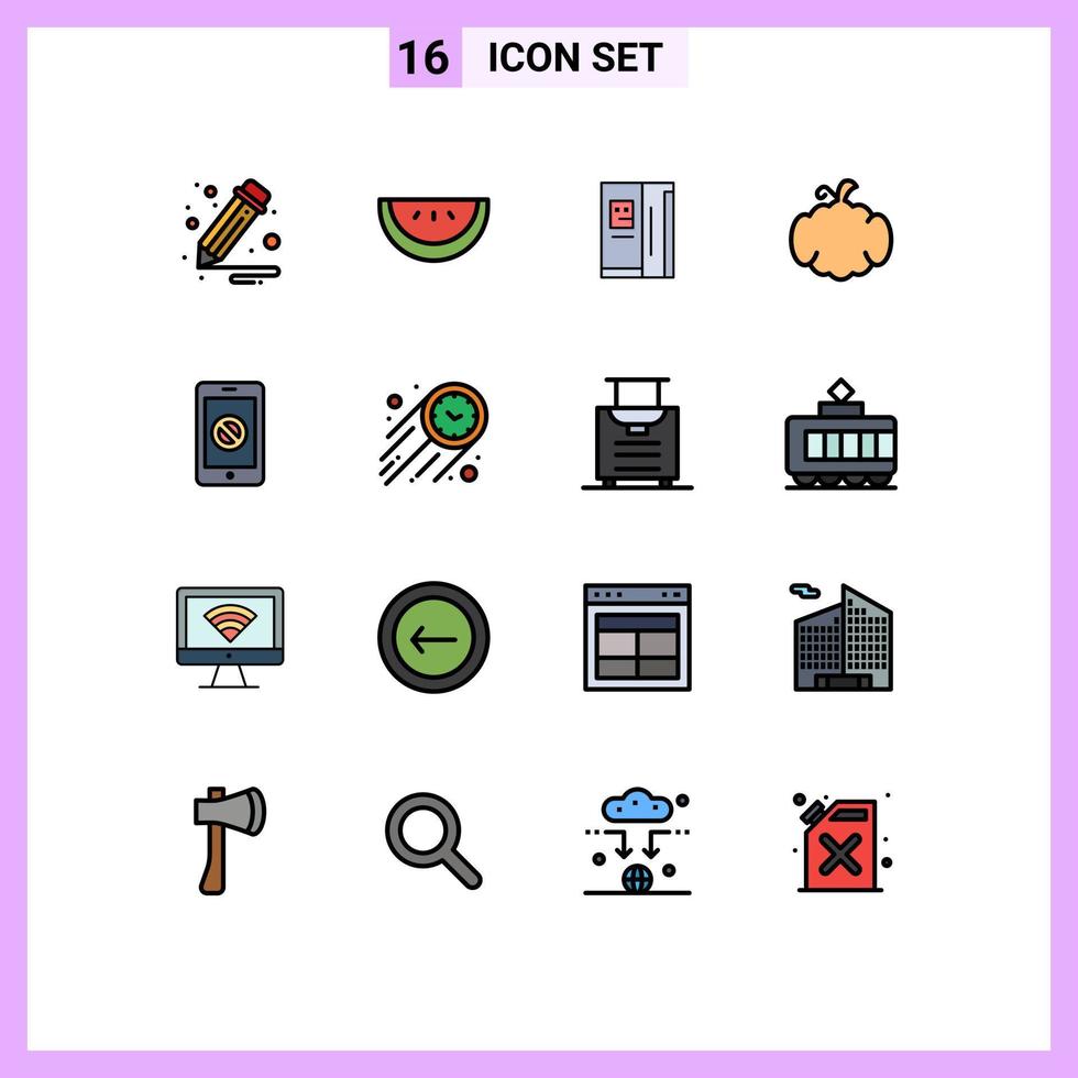 grupo de símbolos de iconos universales de 16 líneas llenas de colores planos modernos sin elementos de diseño de vectores creativos editables de células congeladoras de teléfonos móviles de Canadá