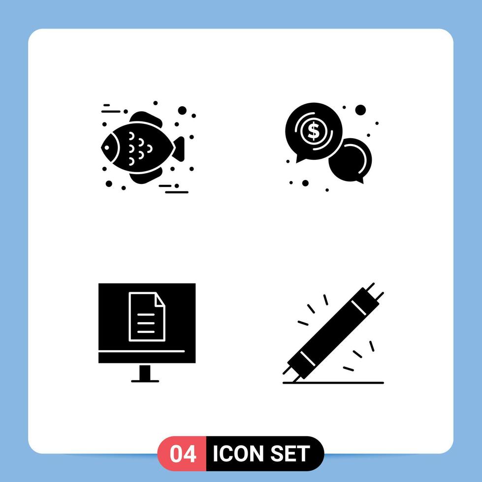 4 iconos creativos signos y símbolos modernos de educación de peces comunicación empresarial elementos de diseño de vectores editables en línea