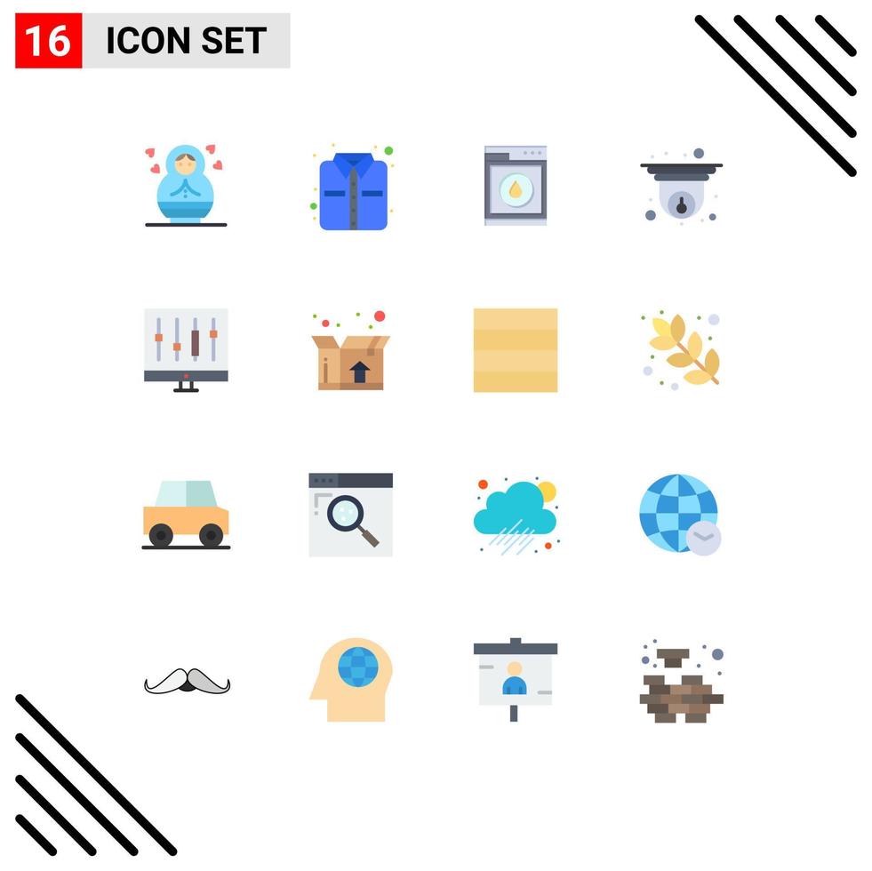 Modern Set of 16 Flat Colors Pictograph of graph chart washing analytics security Editable Pack of Creative Vector Design Elements