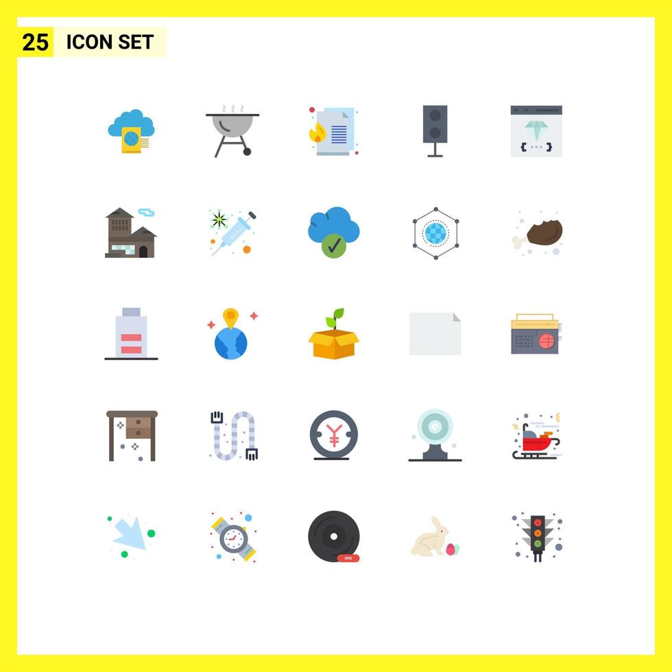 Set of 25 Commercial Flat Colors pack for coding app fire technology products Editable Vector Design Elements