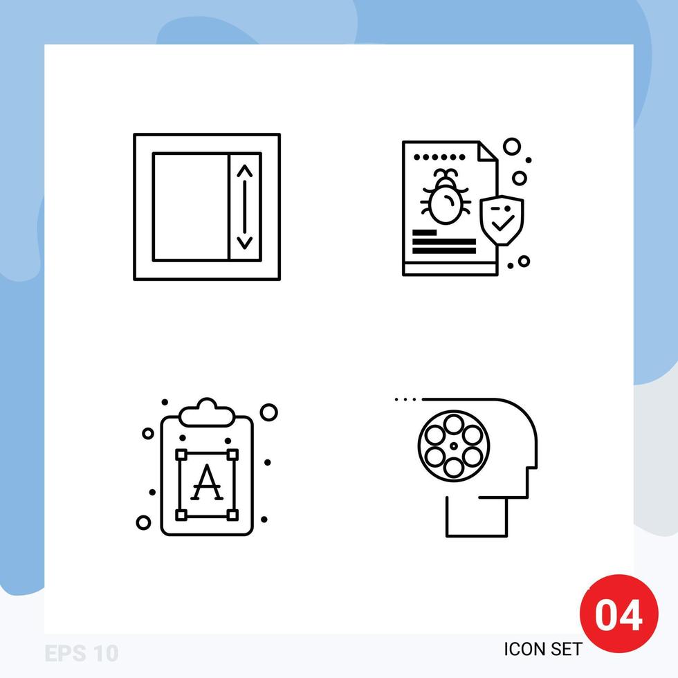 User Interface Pack of 4 Basic Filledline Flat Colors of field process bug security text Editable Vector Design Elements