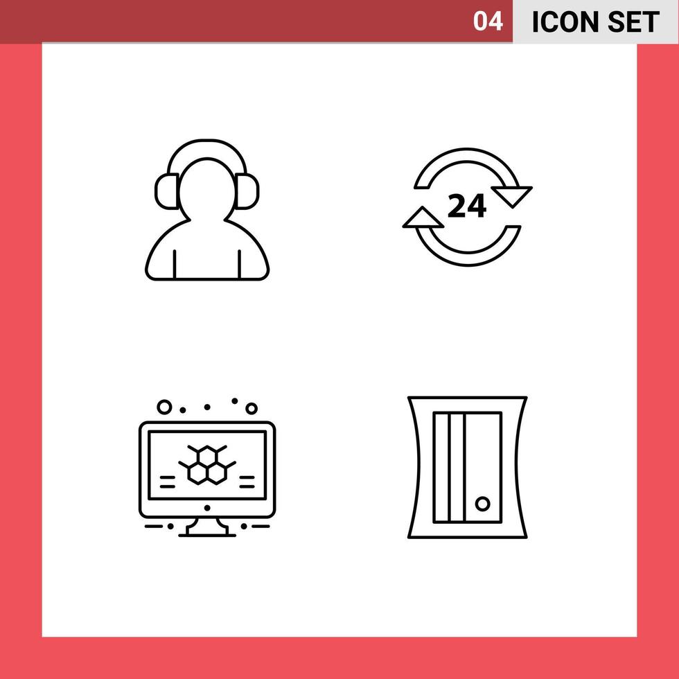 Set of 4 Modern UI Icons Symbols Signs for avatar stop headphone non info Editable Vector Design Elements