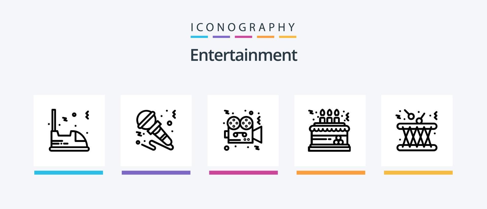 Entertainment Line 5 Icon Pack Including star. flag. play. confetti. billiards. Creative Icons Design vector