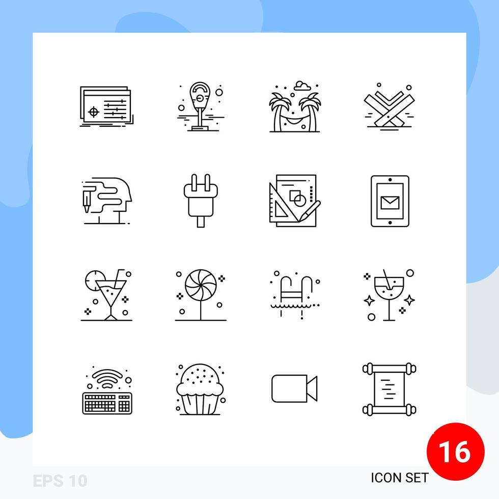 Group of 16 Modern Outlines Set for printing eid hammock islam holy Editable Vector Design Elements