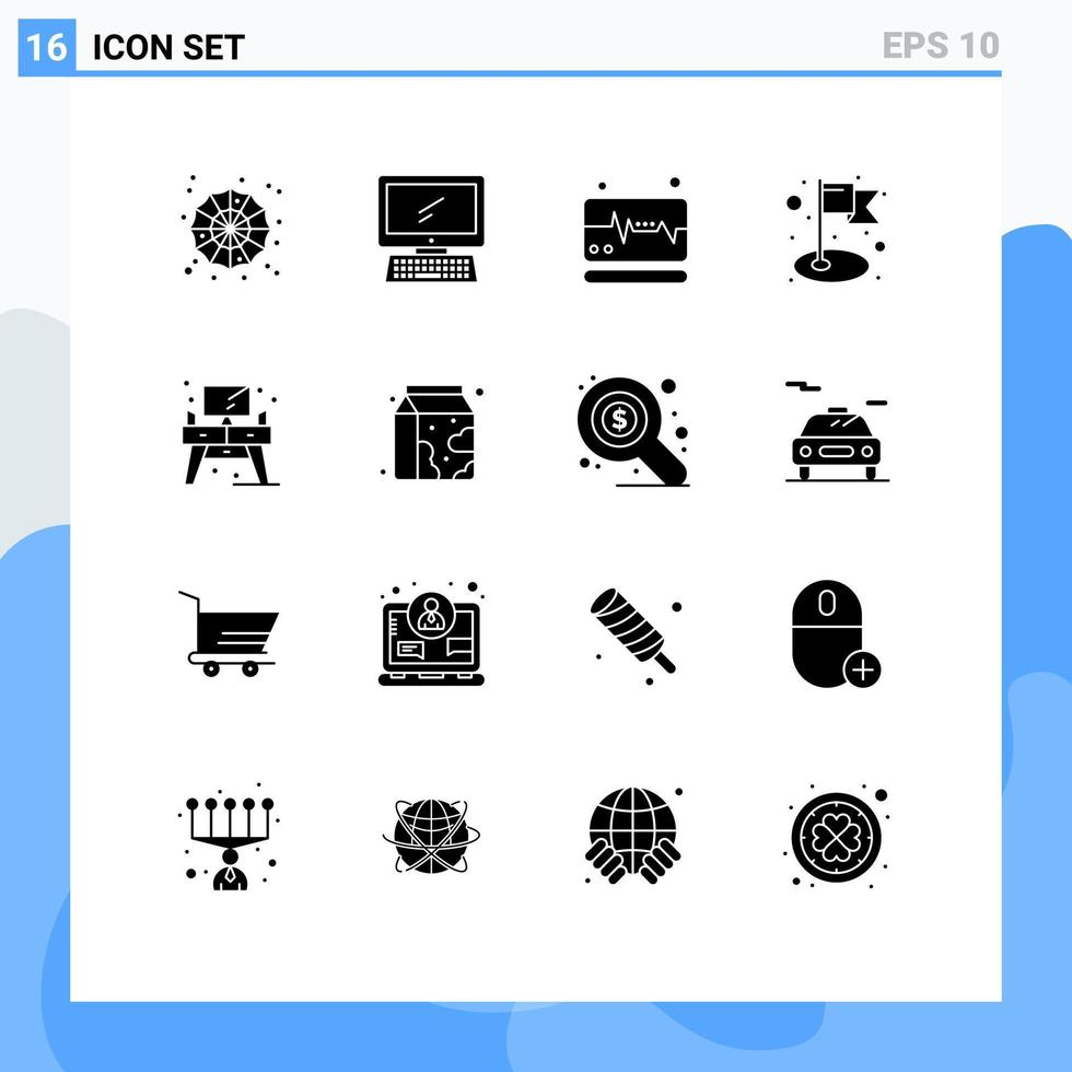 Modern Set of 16 Solid Glyphs and symbols such as screen home pc success achievement Editable Vector Design Elements