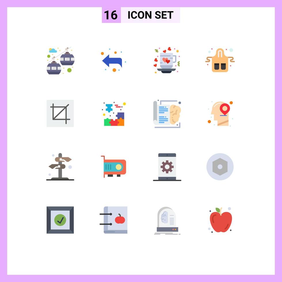 Set of 16 Commercial Flat Colors pack for design restaurant love kitchen food Editable Pack of Creative Vector Design Elements