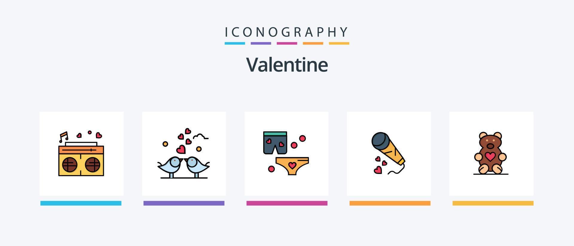 Valentine Line Filled 5 Icon Pack Including day. valentine. day. wedding. love. Creative Icons Design vector