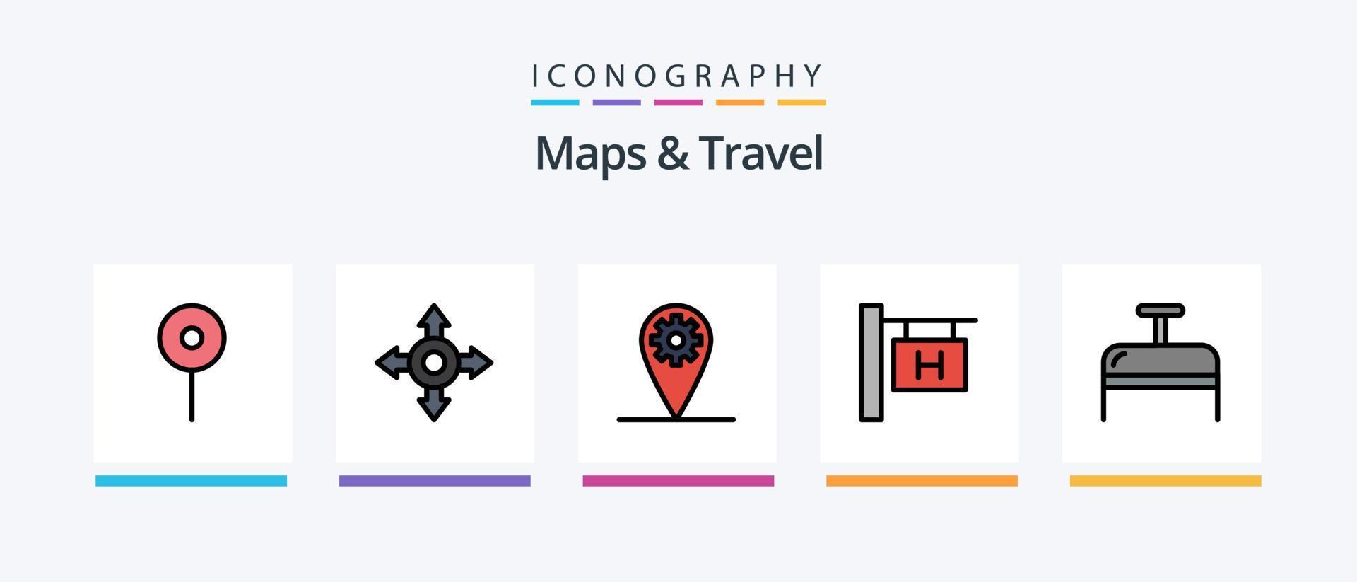 Maps and Travel Line Filled 5 Icon Pack Including . gps. . Creative Icons Design vector