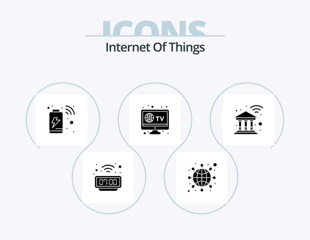 Internet Of Things Glyph Icon Pack 5 Icon Design. internet. tv. battery. television. internet vector