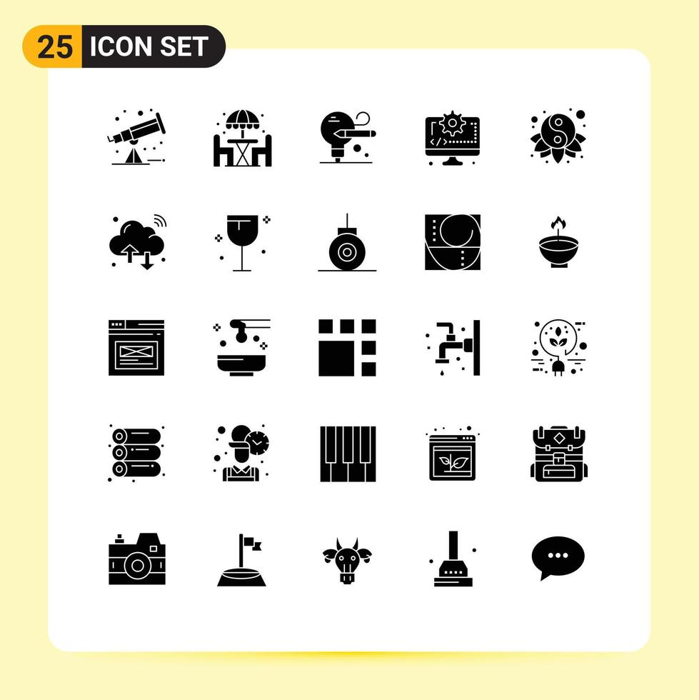Stock Vector Icon Pack of 25 Line Signs and Symbols for yin new year pencil chinese digital Editable Vector Design Elements
