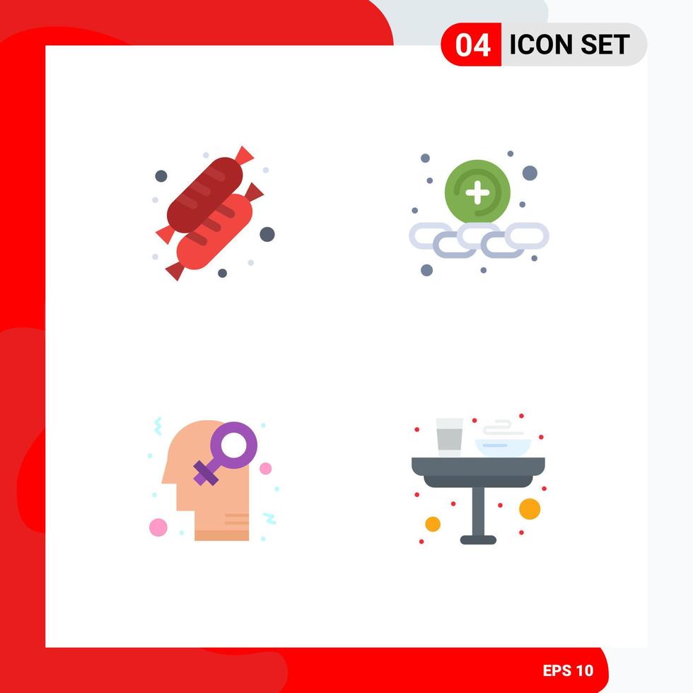 Pack of 4 creative Flat Icons of bread homosexuality add feminism dinner Editable Vector Design Elements