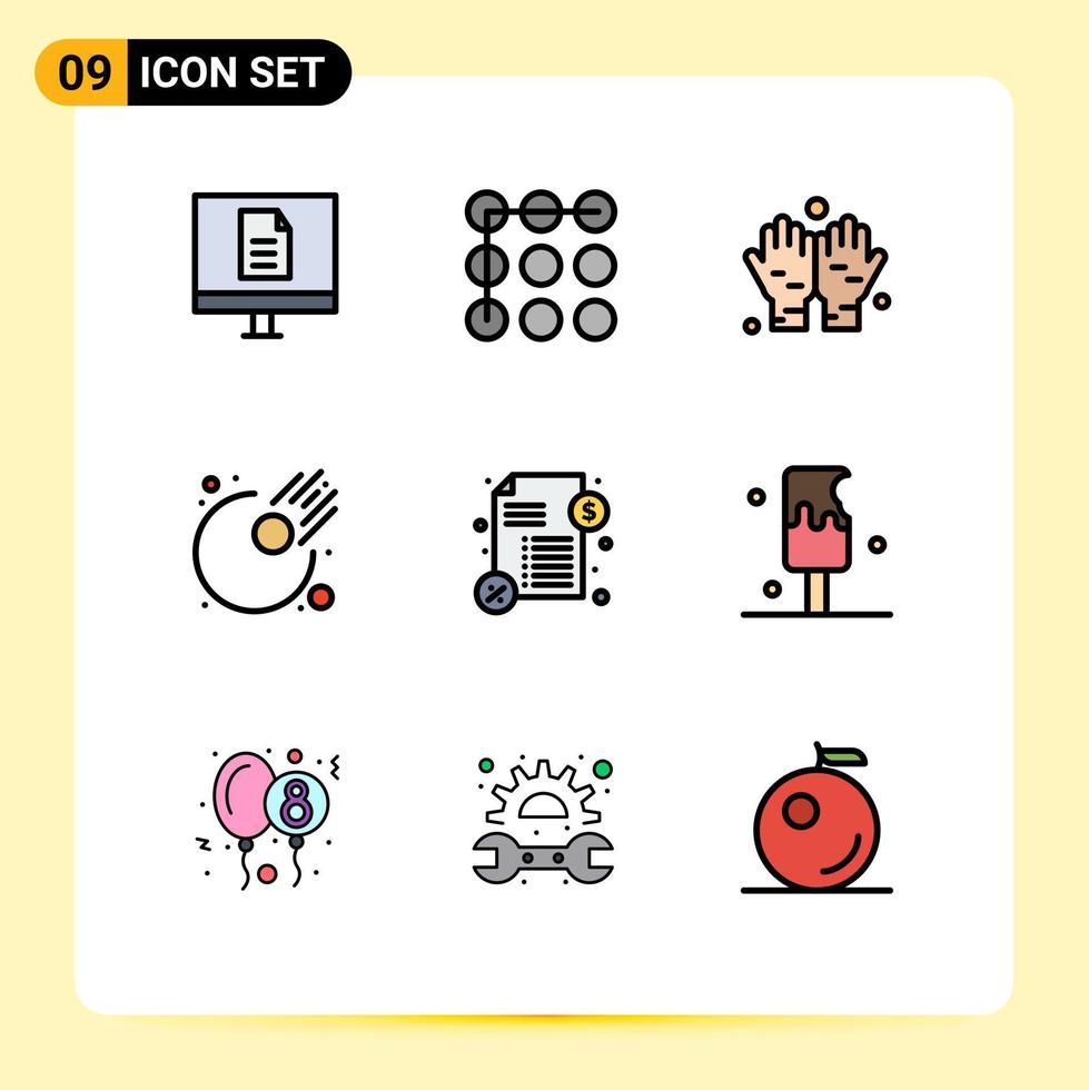 Set of 9 Modern UI Icons Symbols Signs for desert money dua loan astronomy Editable Vector Design Elements