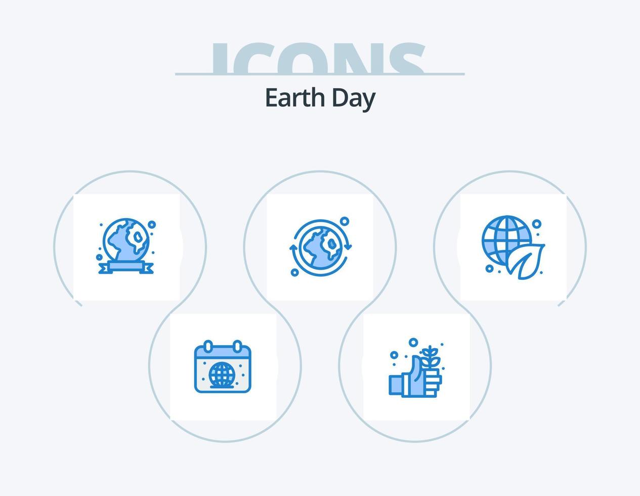 Earth Day Blue Icon Pack 5 Icon Design. ecology. world. hand. day. environment vector