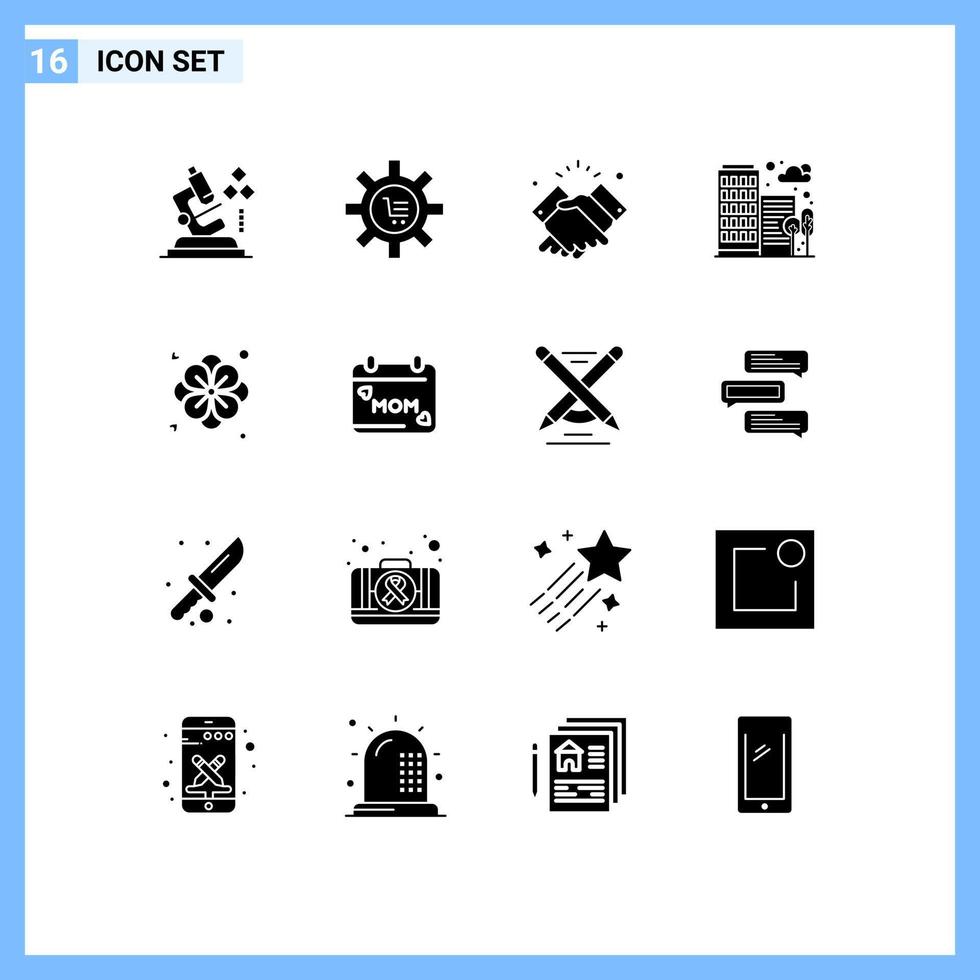 Stock Vector Icon Pack of 16 Line Signs and Symbols for house building gear wishes hand Editable Vector Design Elements