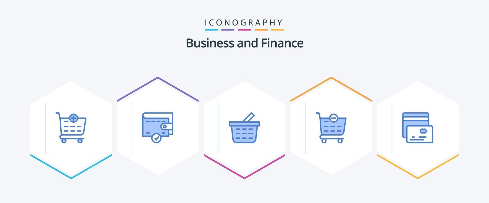 finanzas 25 paquete de iconos azules que incluye . . carrito de compras. pagar. tarjeta vector