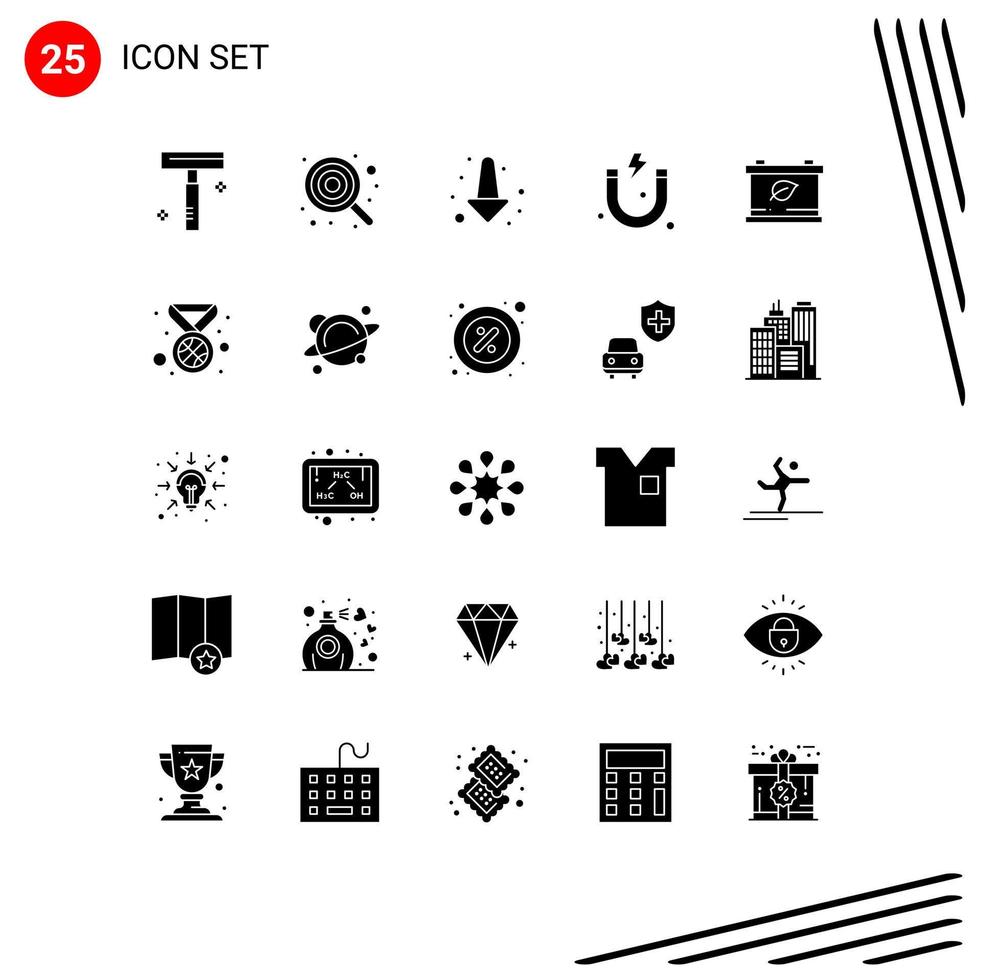 Set of 25 Modern UI Icons Symbols Signs for green battery lollipop science attraction Editable Vector Design Elements