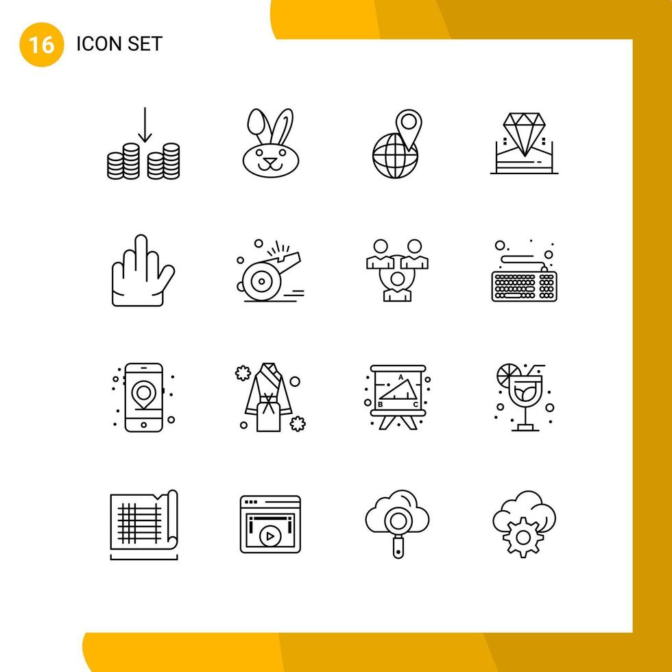 16 Outline concept for Websites Mobile and Apps whistle hand map gesture jewel Editable Vector Design Elements