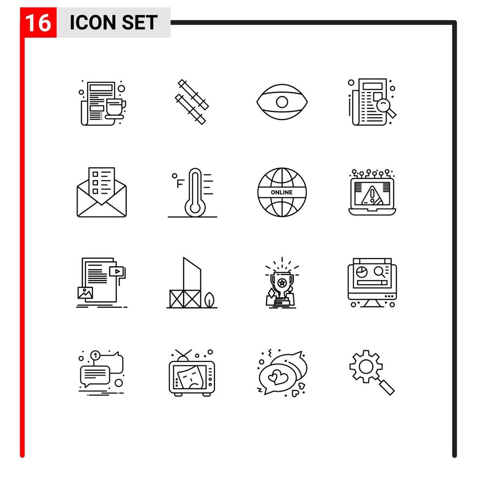 conjunto de 16 iconos modernos de la interfaz de usuario signos de símbolos para la lista de registro humano de negocios de chat elementos de diseño vectorial editables vector