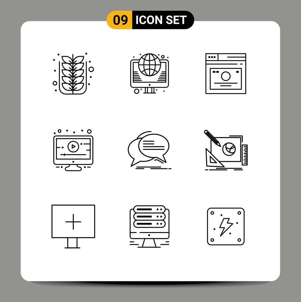Editable Vector Line Pack of 9 Simple Outlines of tutorial lesson web web page Editable Vector Design Elements