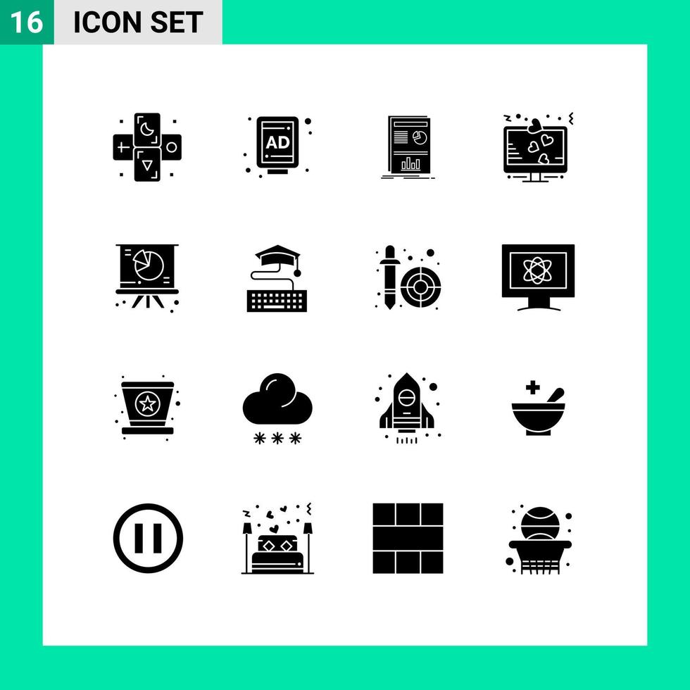 16 Creative Icons Modern Signs and Symbols of graph love sign layout love heart Editable Vector Design Elements
