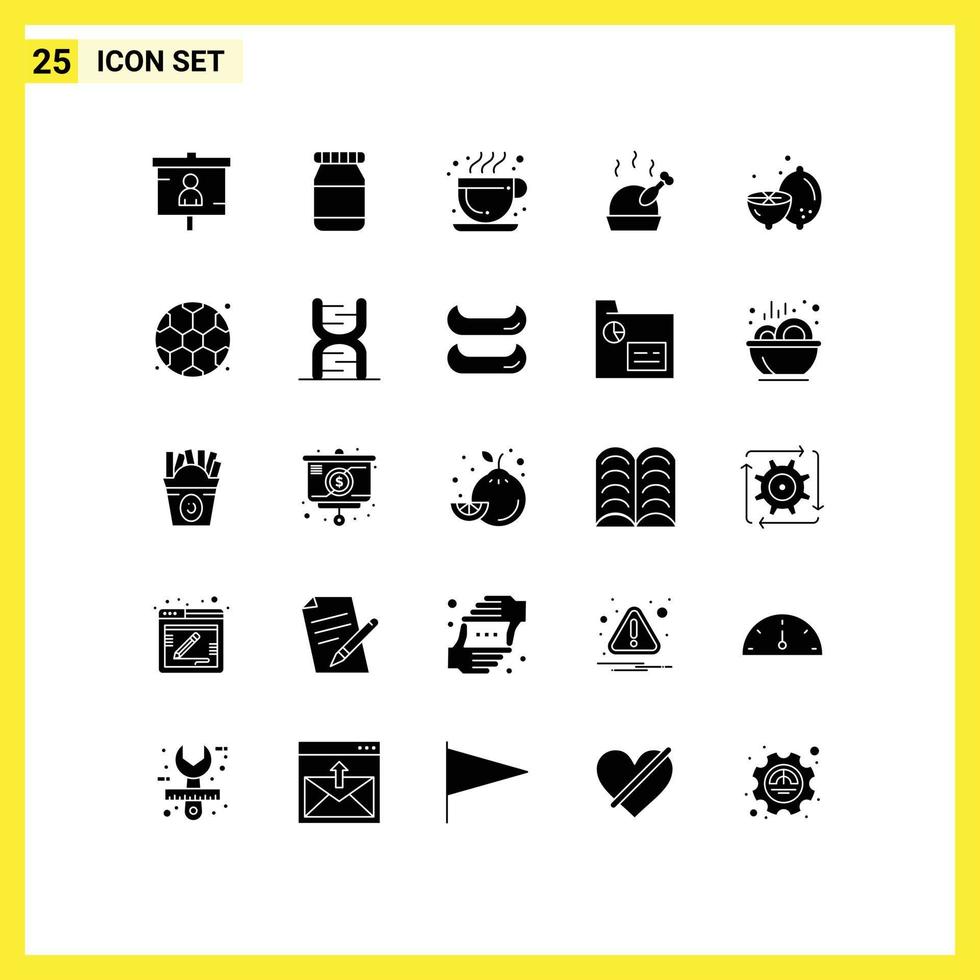 Universal Icon Symbols Group of 25 Modern Solid Glyphs of education summer coffee food roast Editable Vector Design Elements