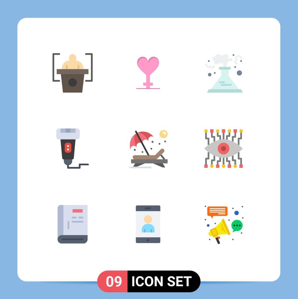 9 Thematic Vector Flat Colors and Editable Symbols of person beach production scanner payment Editable Vector Design Elements