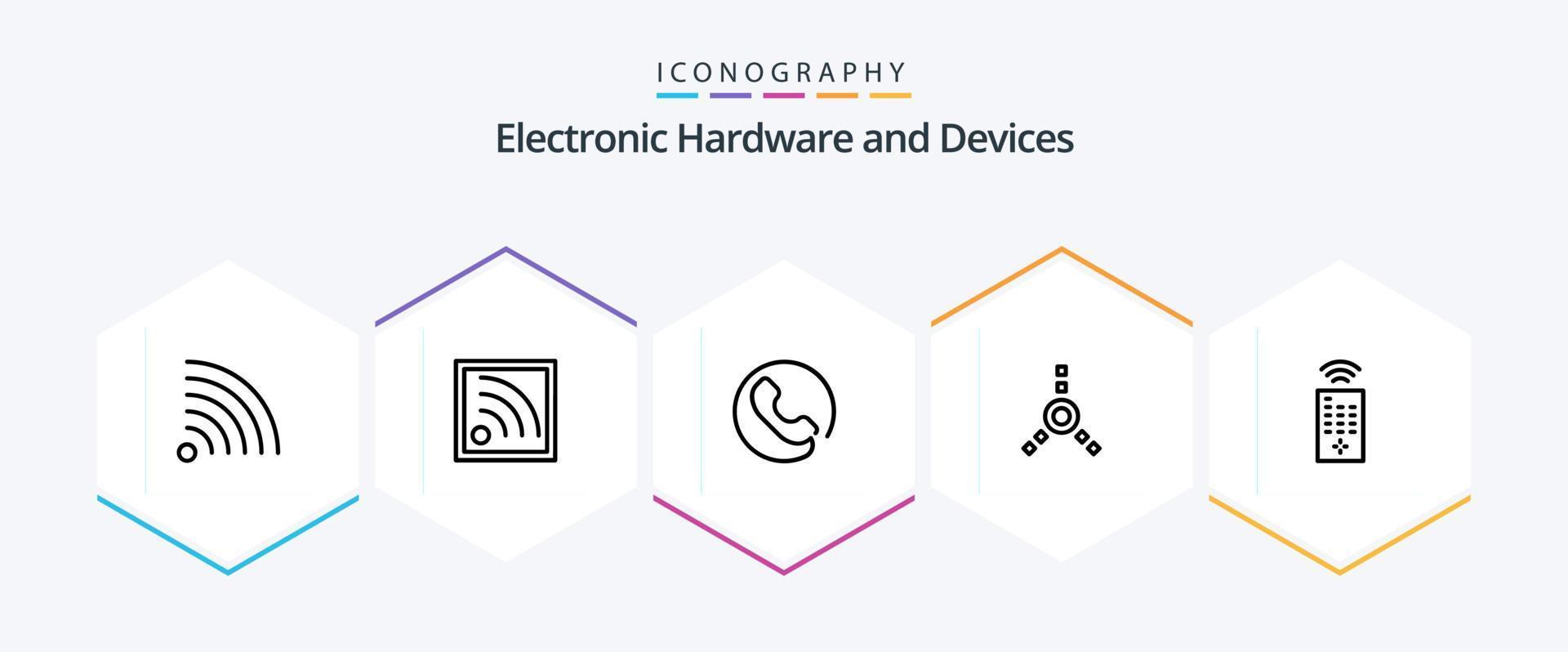 paquete de iconos de 25 líneas de dispositivos que incluye . teléfono. . remoto vector