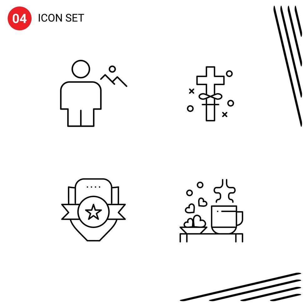4 Thematic Vector Filledline Flat Colors and Editable Symbols of avatar badge human holidays emblem Editable Vector Design Elements