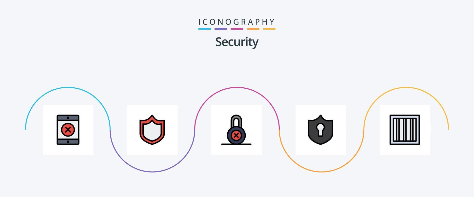 Paquete de 5 iconos planos llenos de línea de seguridad que incluye . acceso. celda vector