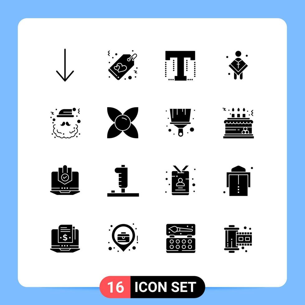 Universal Icon Symbols Group of 16 Modern Solid Glyphs of santa christmas tool preacher male Editable Vector Design Elements