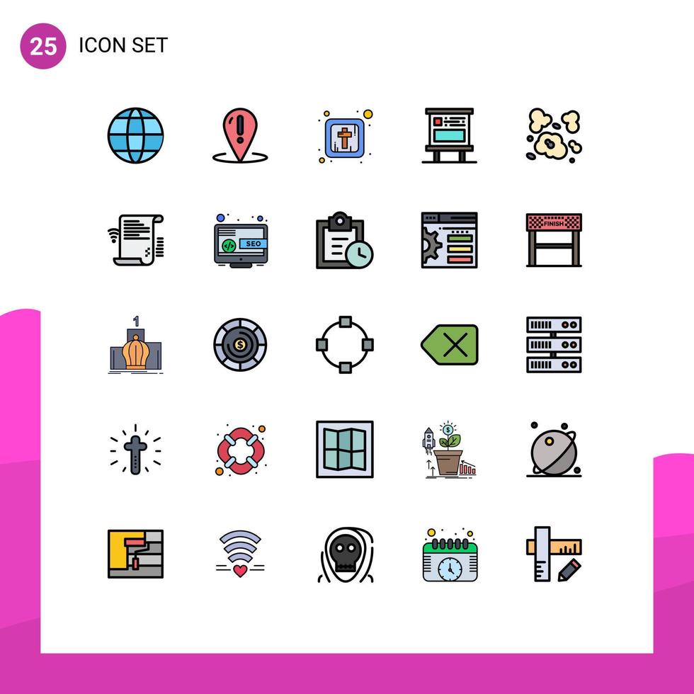 Filled line Flat Color Pack of 25 Universal Symbols of dust pubic christianity marketing announcement Editable Vector Design Elements
