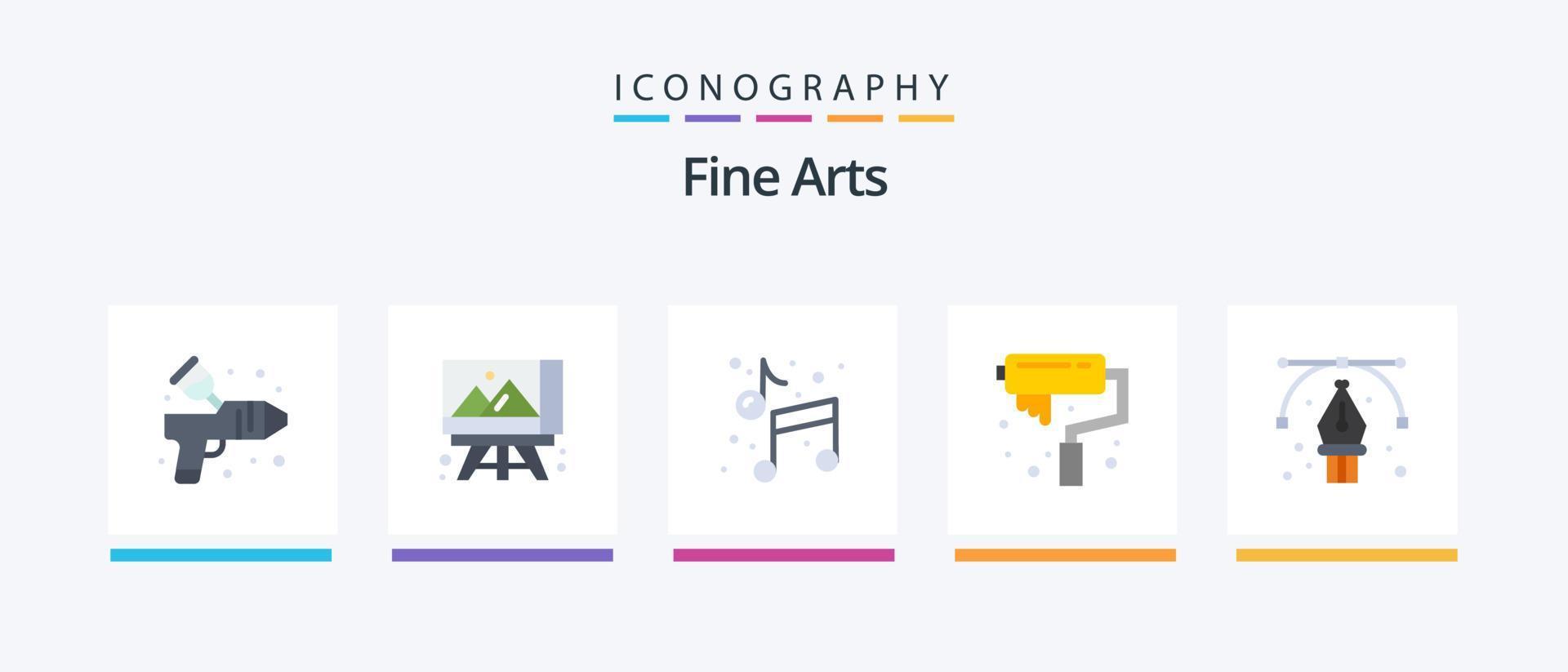 Fine Arts Flat 5 Icon Pack Including design. anchor. art. roller. arts. Creative Icons Design vector