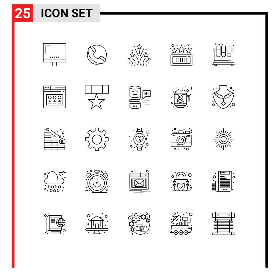 Pictogram Set of 25 Simple Lines of test play fire game high score Editable Vector Design Elements