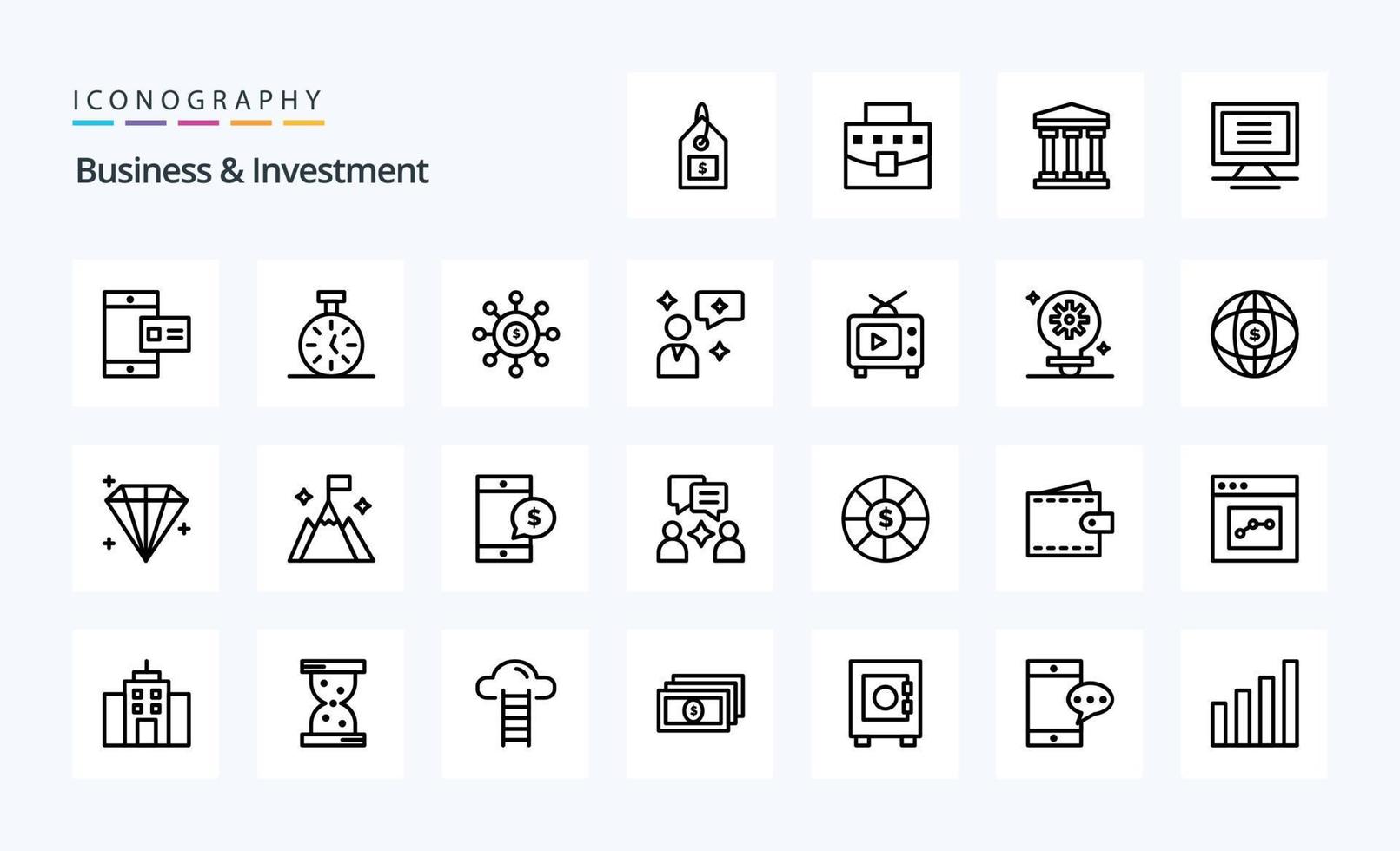 25 Business And Investment Line icon pack vector