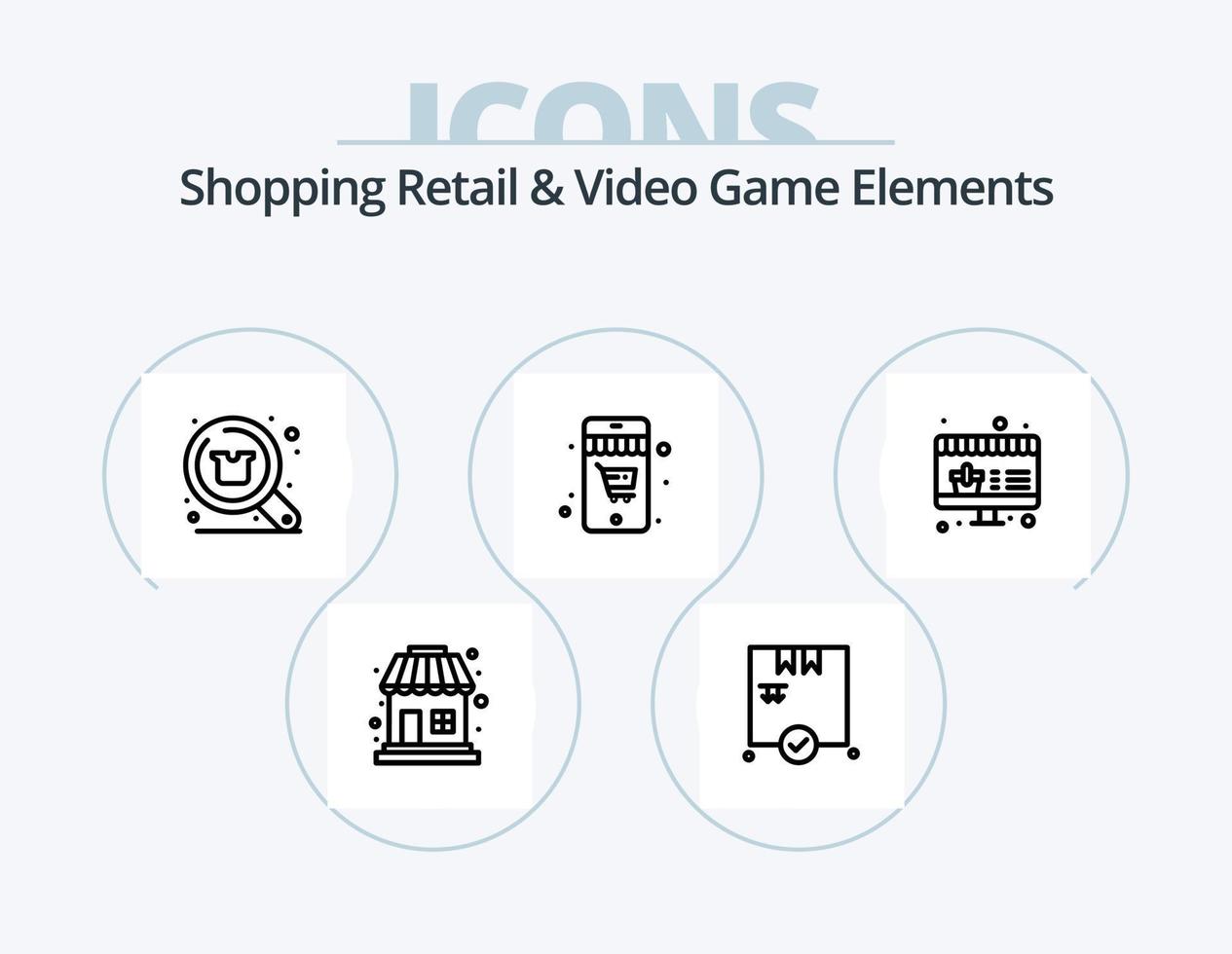 Shoping Retail And Video Game Elements Line Icon Pack 5 Icon Design. sports. sword. jacket. plus. love vector