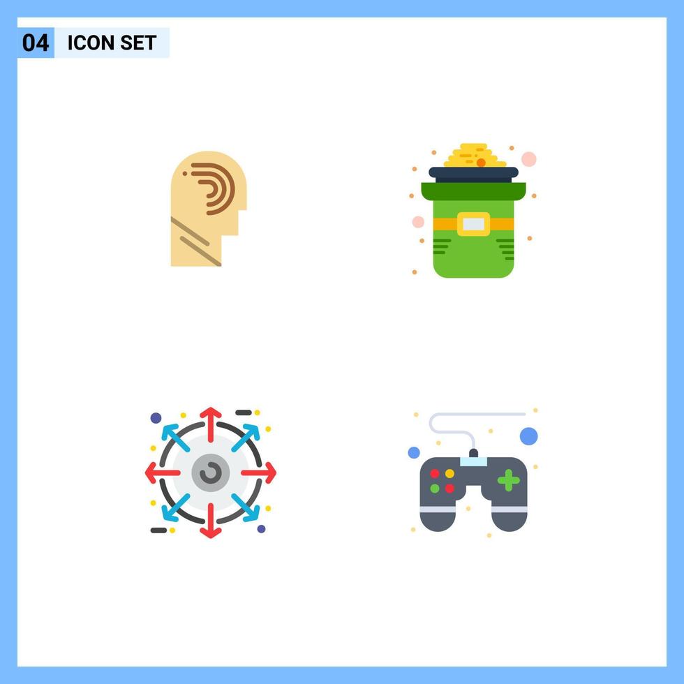Stock Vector Icon Pack of 4 Line Signs and Symbols for access external mind hat package Editable Vector Design Elements