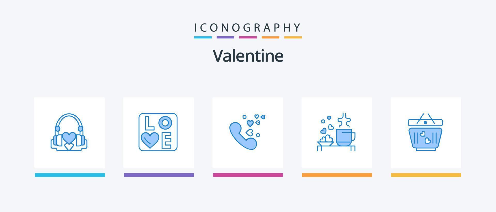 Valentine Blue 5 Icon Pack Including loving. hearts. wedding. cup. wedding. Creative Icons Design vector