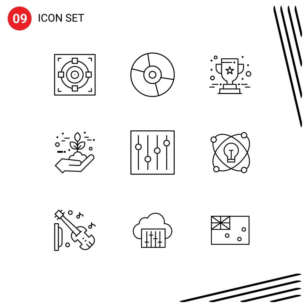 Stock Vector Icon Pack of 9 Line Signs and Symbols for grow eco technology agriculture star Editable Vector Design Elements