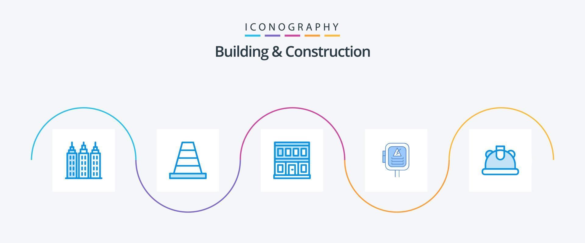 paquete de iconos azul 5 de construcción y construcción que incluye . construcción. casa. edificio. poder vector