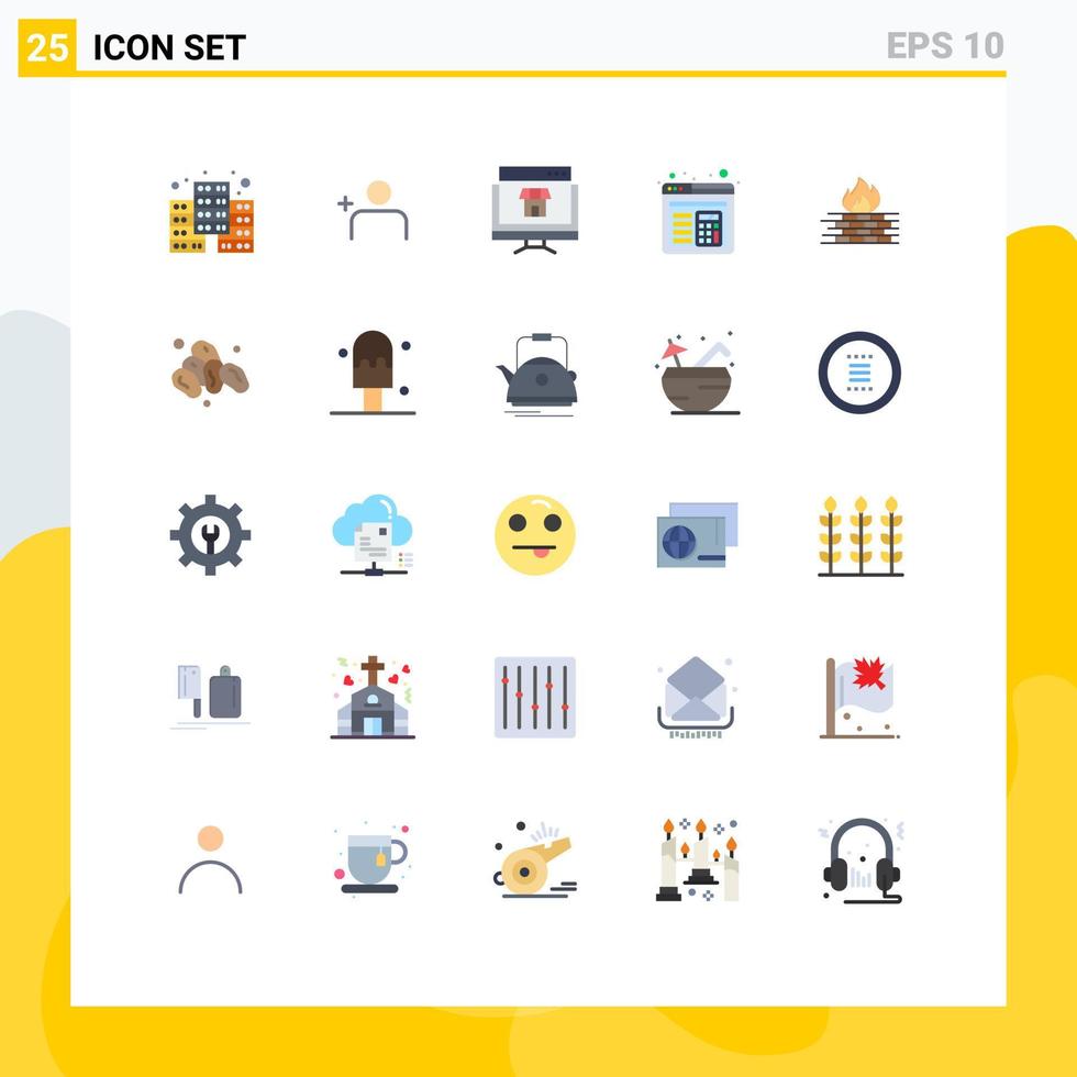 25 Universal Flat Color Signs Symbols of network computer marketplace antivirus layout Editable Vector Design Elements