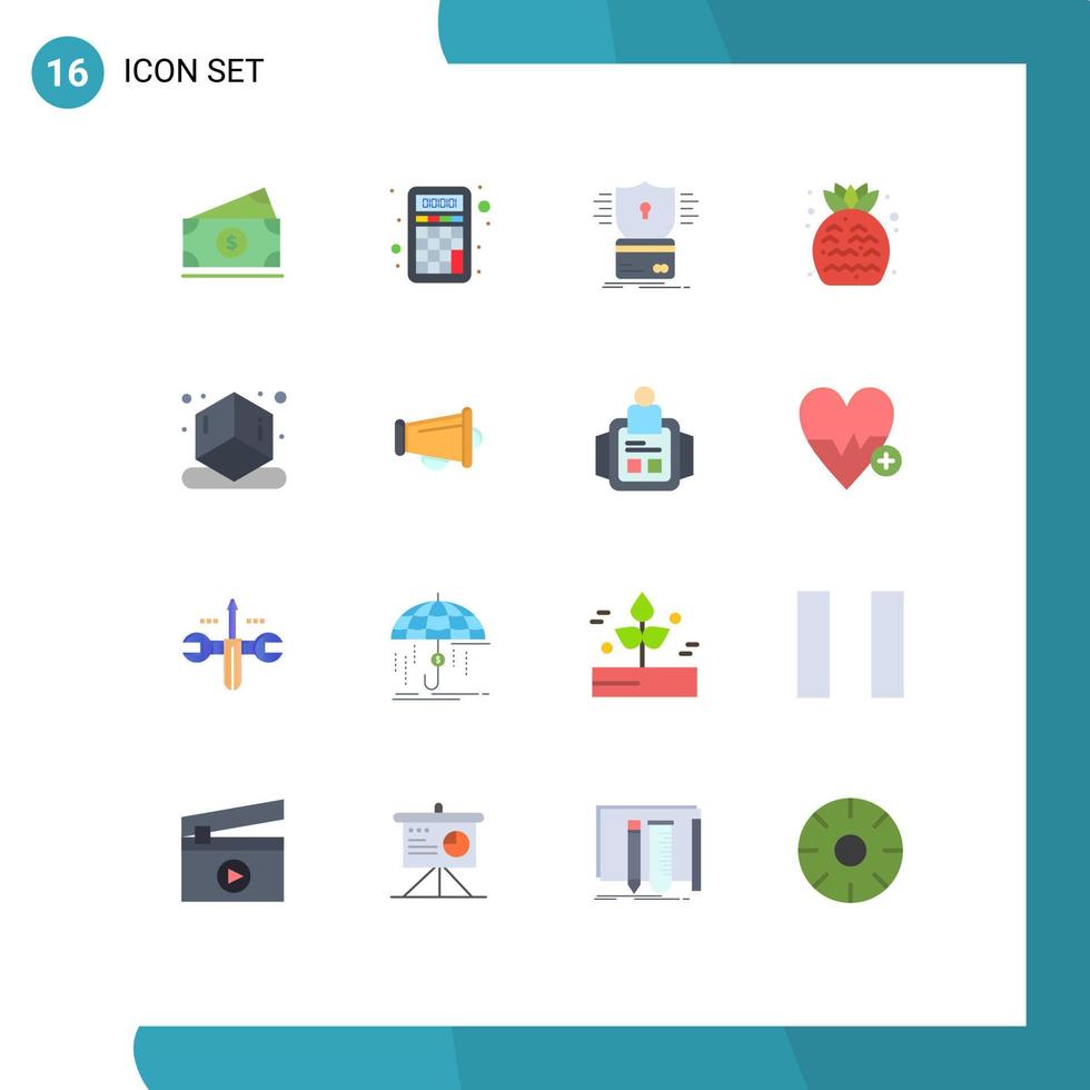 paquete de color plano de interfaz de usuario de 16 de signos y símbolos modernos de seguridad de verano de cubo paquete editable de elementos de diseño de vectores creativos