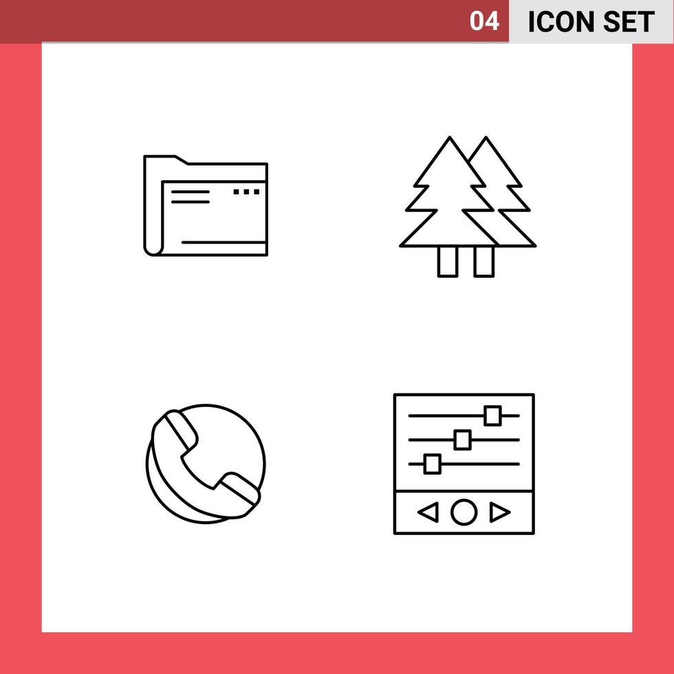 4 User Interface Line Pack of modern Signs and Symbols of folder environment document storage merry Editable Vector Design Elements