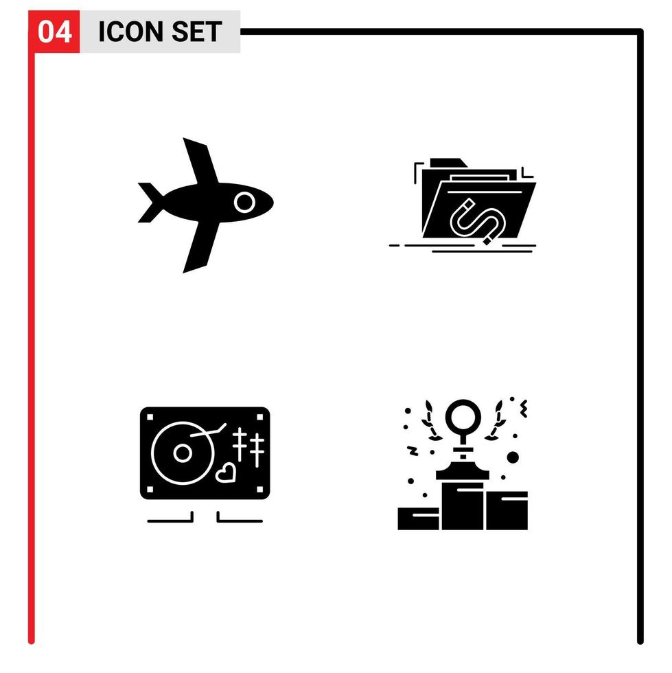 Group of Solid Glyphs Signs and Symbols for flight heart exploit software power Editable Vector Design Elements