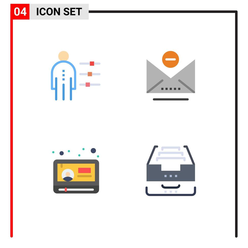 paquete de iconos de vector de stock de 4 signos y símbolos de línea para habilidades jugar persona correo youtube elementos de diseño de vector editables