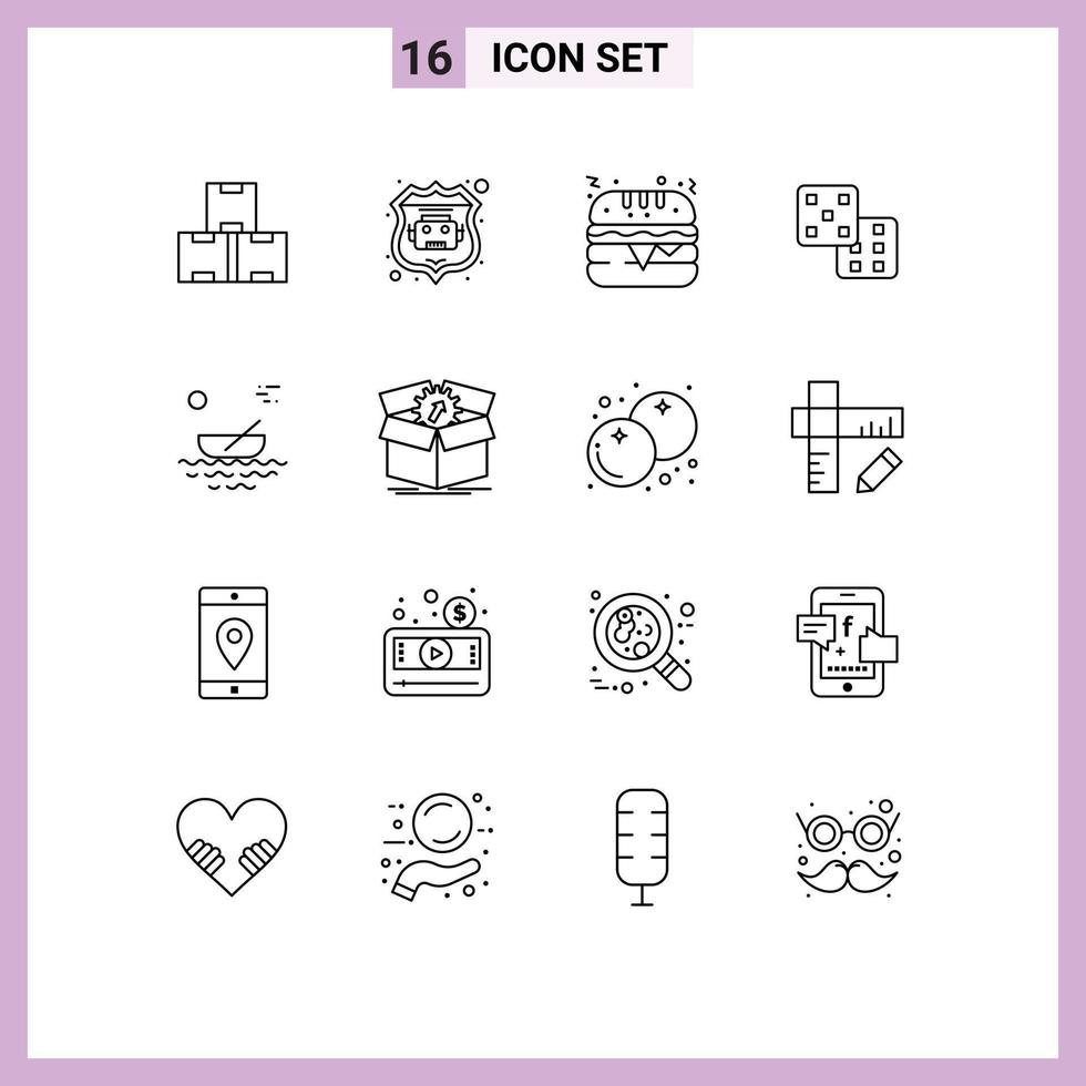 16 Creative Icons Modern Signs and Symbols of transport kayak food canoes probability Editable Vector Design Elements