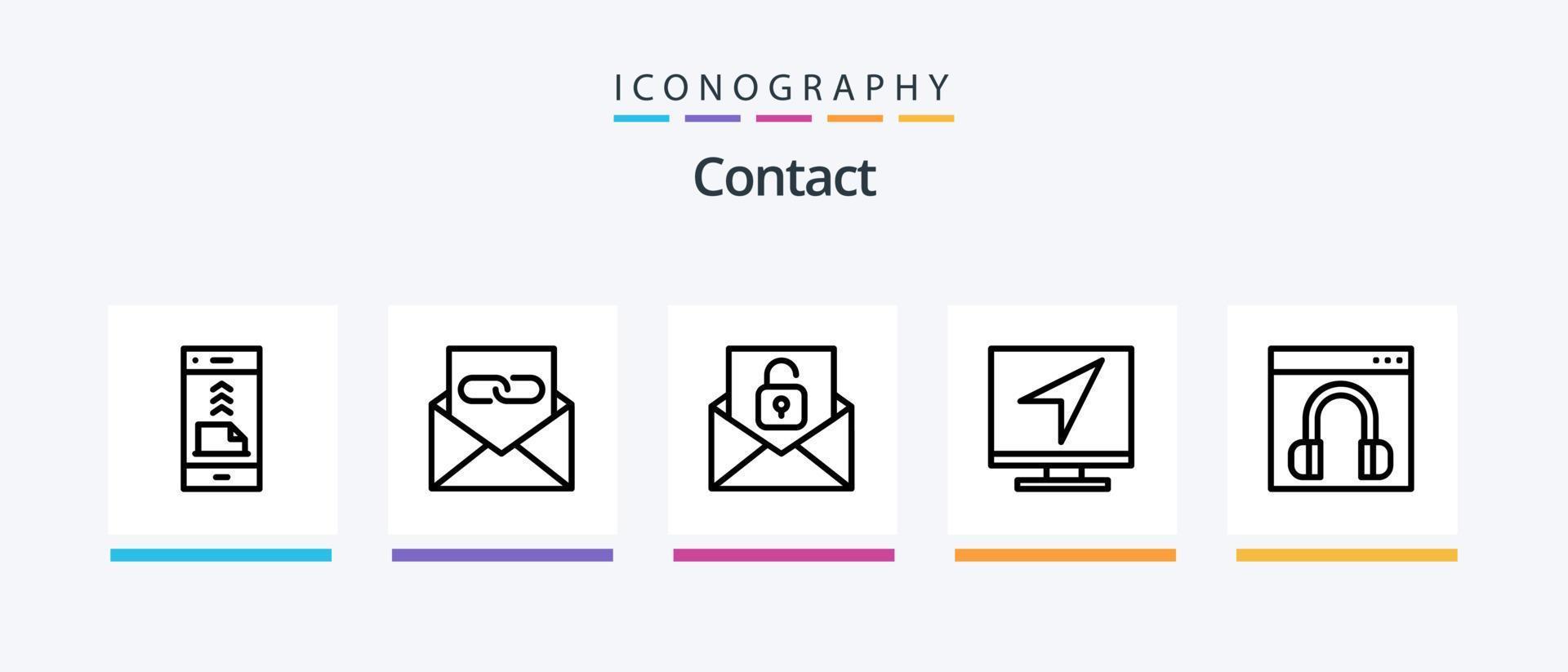 paquete de iconos de la línea de contacto 5 que incluye la tierra. contacto. desbloquear. comunicación. carta. diseño de iconos creativos vector