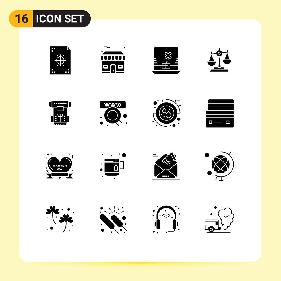 16 Creative Icons Modern Signs and Symbols of legal justice estate judge balance Editable Vector Design Elements