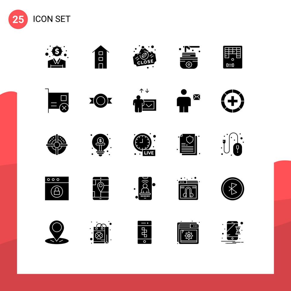 conjunto de 25 iconos de interfaz de usuario modernos signos de símbolos para elementos de diseño de vector editables de signo de loto de tienda de crema divertida