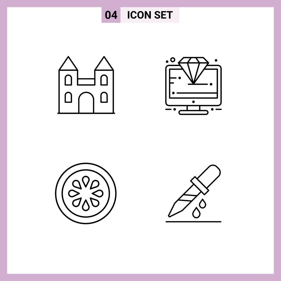 Pictogram Set of 4 Simple Filledline Flat Colors of big cucumber cross monitor gorki Editable Vector Design Elements